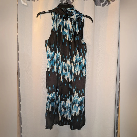 Derek Lam blue and black bubble hem with faux wrap mini dress. Size M - Picture 4 of 8